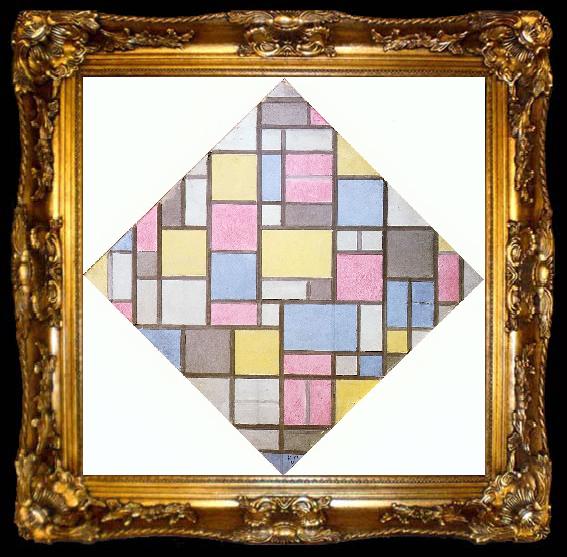 framed  Piet Mondrian Composition with Grid VII, ta009-2